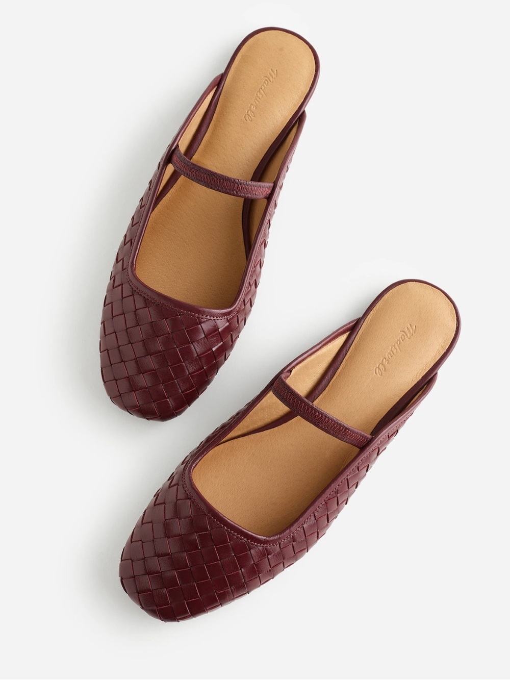 NEW Madewell The Greta Ballet Flat Mule Woven Leather Deep Merlot Weave NW205